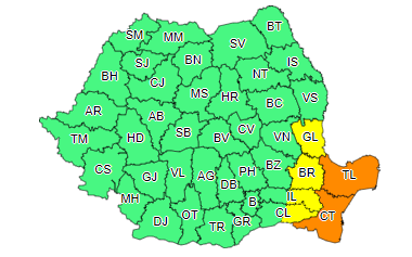 Alertă de vreme severă pe litoral. ANM a emis un cod portocaliu de furtuni