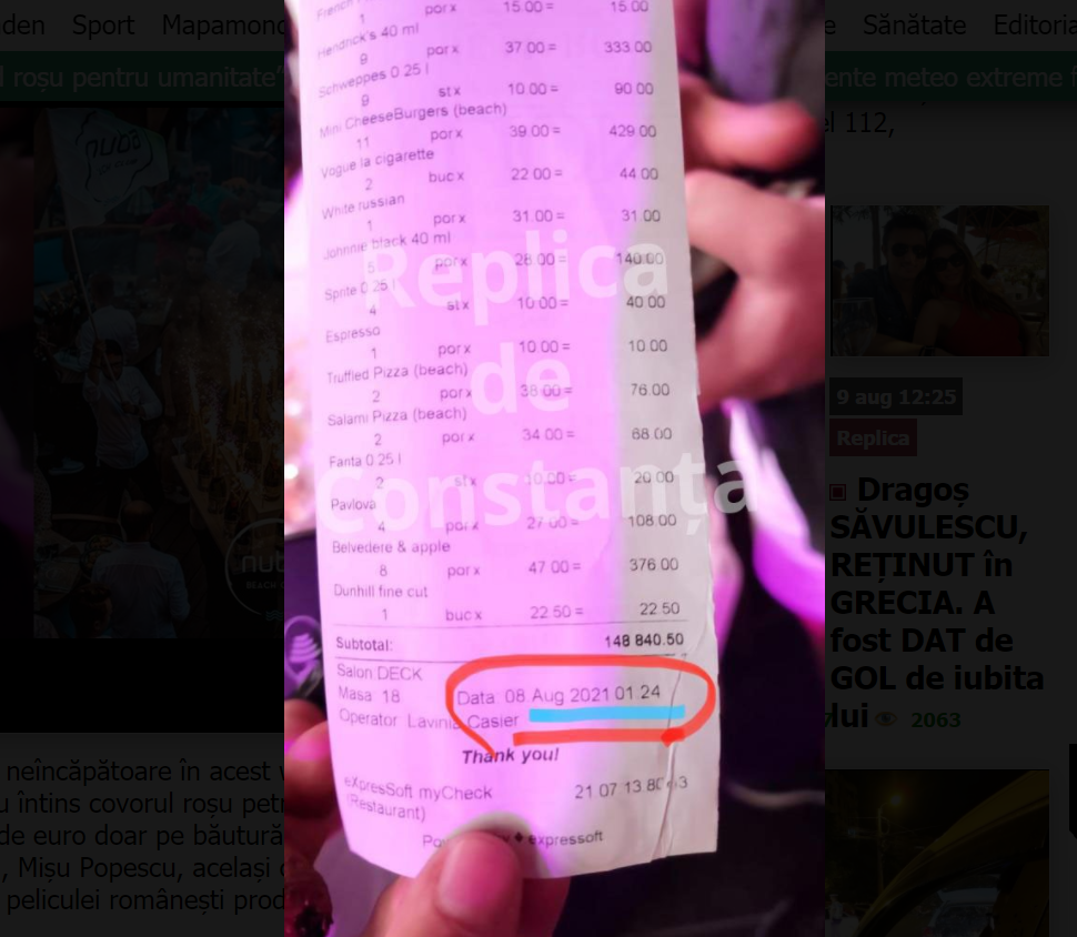 Notă de plată de 148.840,5 lei lei, &icirc;ntr-un club din Mamaia. Cine a achitat-o