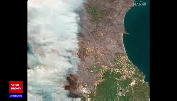 Incendiul din Grecia se vede din spațiu. Imaginile suprinse din sateliți. VIDEO