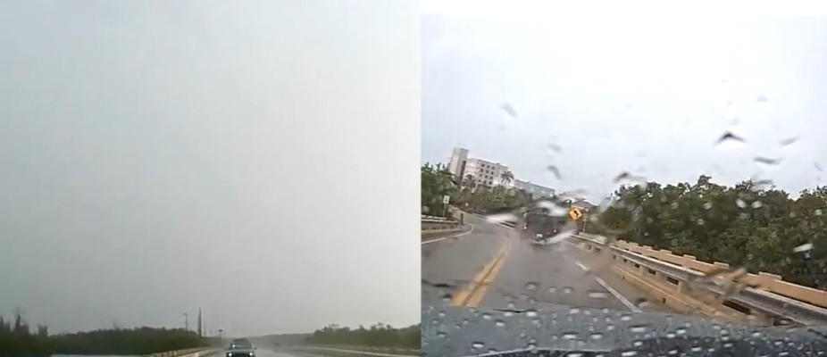 Momentul în care un fulger lovește în plin o camionetă. VIDEO