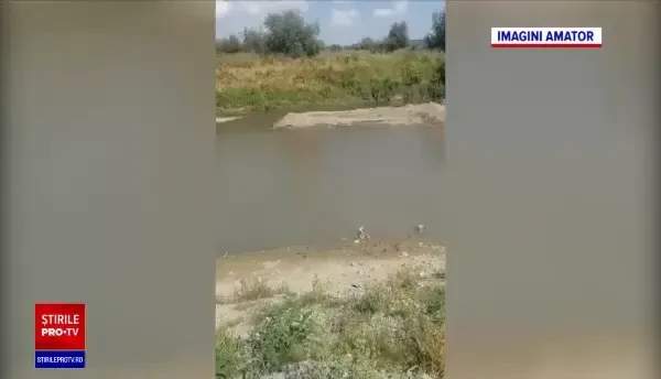 Dezastru ecologic pe Olt. Câțiva pescari au filmat o grămadă de balast în albia râului