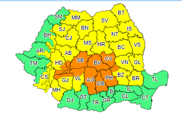 ANM a emis un cod portocaliu de ploi abundente &icirc;n 11 județe. P&acirc;nă c&acirc;nd este valabil
