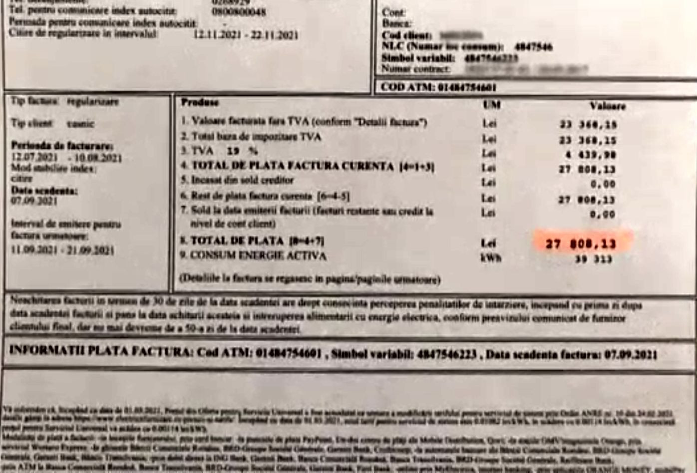 Ce spune Electrica Furnizare despre factura de 27.808 lei pe care a trimis-o unei familii din Alba Iulia