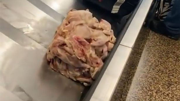 Video. O grămadă de carne crudă de pui a ajuns printre bagajele călătorilor pe un aeroport din SUA