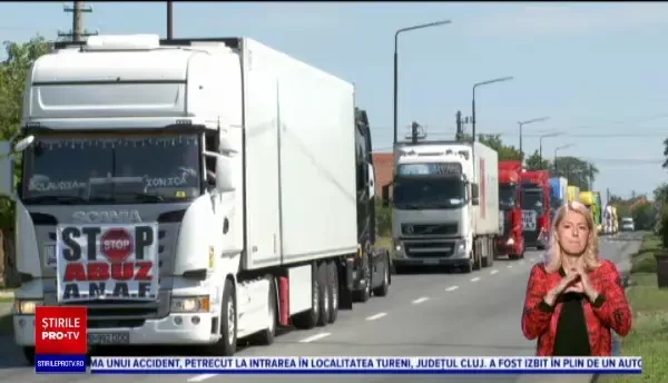 Protest al camionagiilor la Arad după ce autoritățile au decis impozitarea diurnei de care beneficiază șoferii