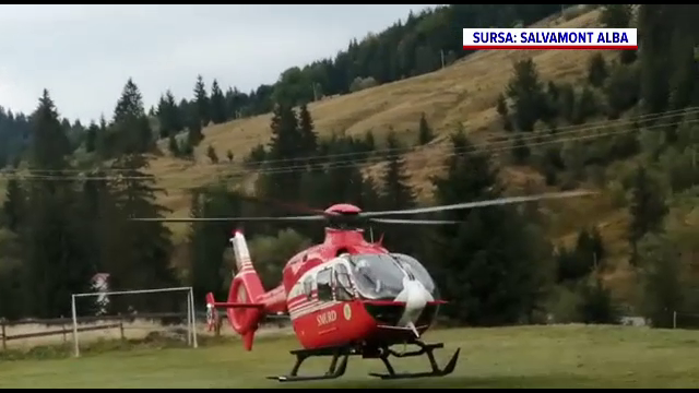 Accident grav în Arieșeni. Un șofer, dus la spital cu elicopterul, după ce a lovit cu mașina un bazin din beton