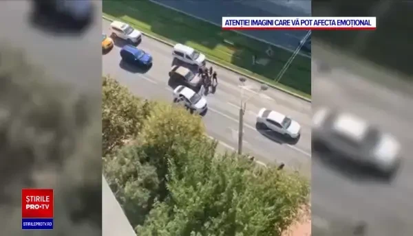 Noi imagini cu scandalul din Capitală, în care doi șoferi care s-au luat la bătaie. Un martor a surprins tot momentul