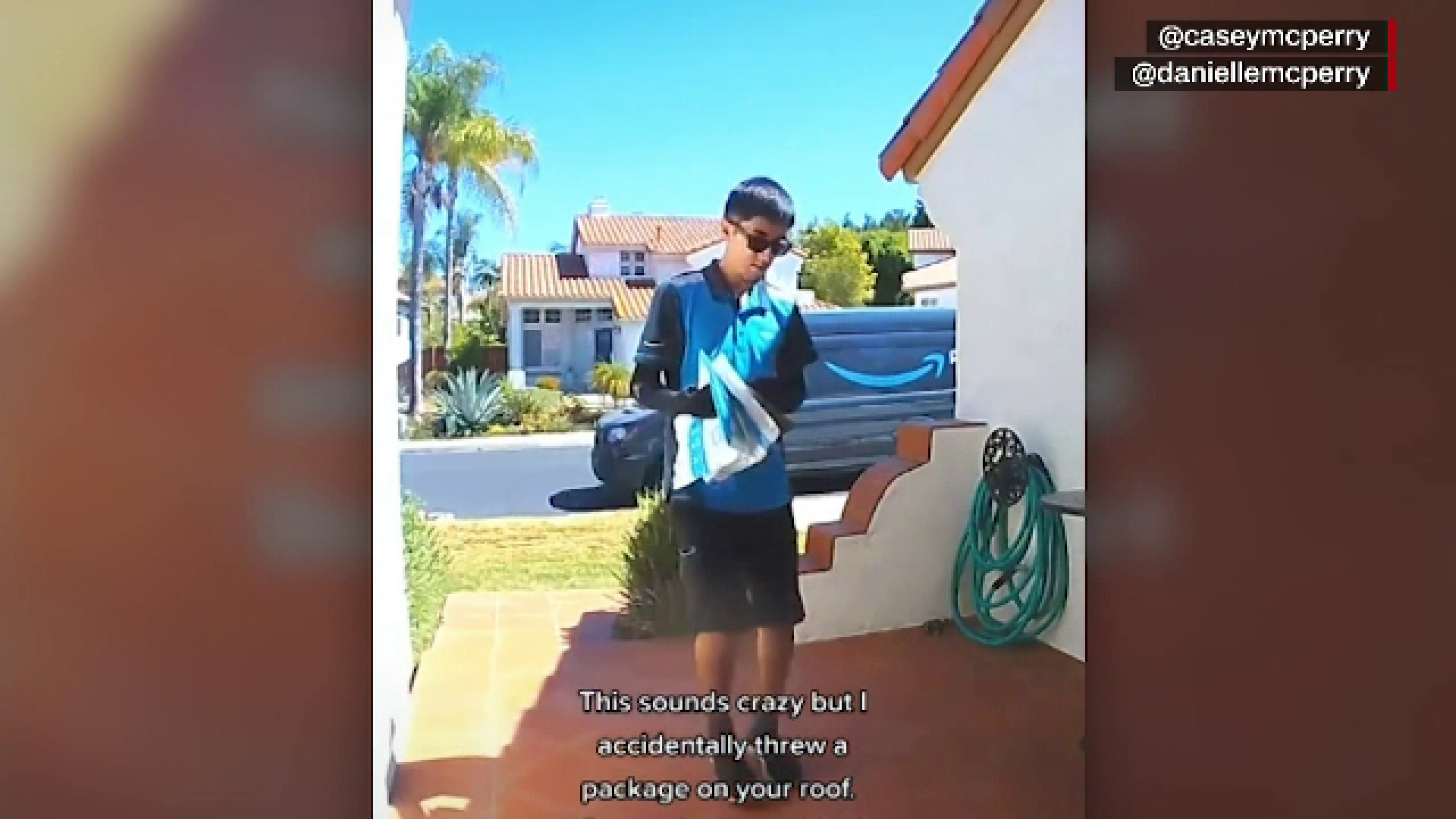 Un curier din SUA a livrat un colet pe acoperișul destinatarului. Momentul, surprins de camera de supraveghere