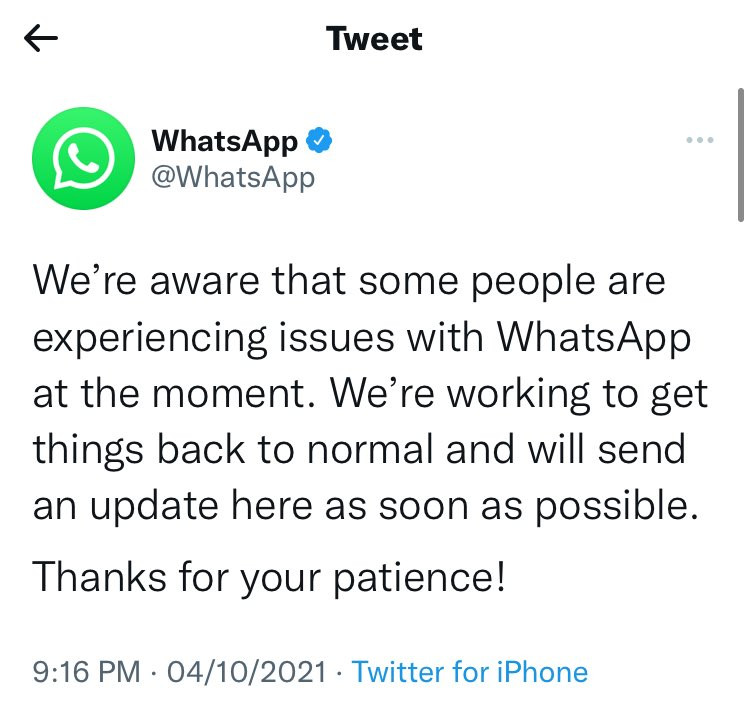 whatsapp down