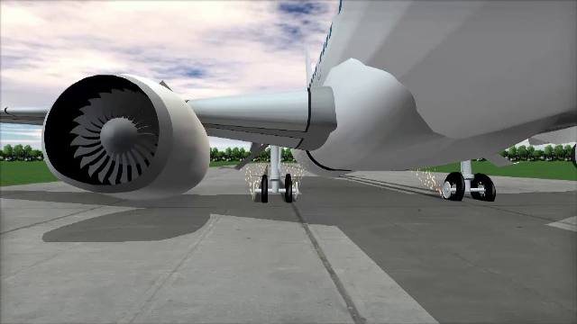 ANIMAȚIE GRAFICĂ. Momentul în care trenul de aterizare al avionului din Cluj a luat foc pe pistă