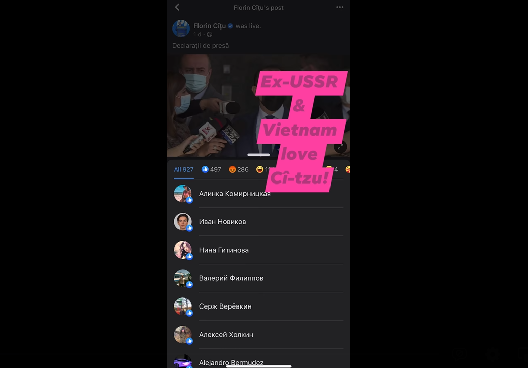 Postările lui Florin Cîțu au sute de like-uri rusești și vietnameze. Vlad Voiculescu: ”La nivel internațional rupe!”