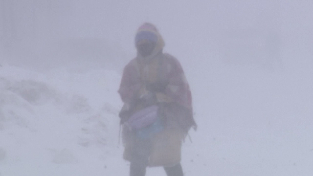 Iarna şi-a intrat în drepturi în nordul Chinei, unde a nins abundent