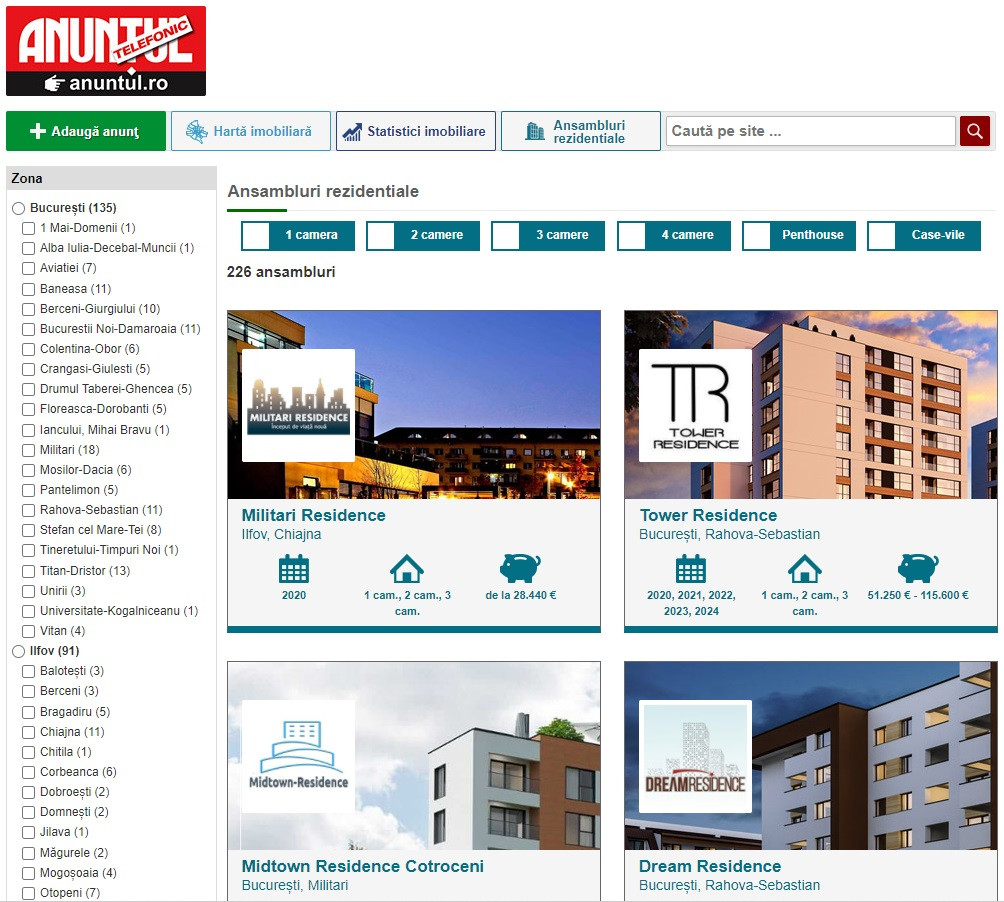 (P) Cauți cele mai noi ansambluri rezidențiale? Intră pe Anunțul Telefonic și vizualizează o ofertă variată!