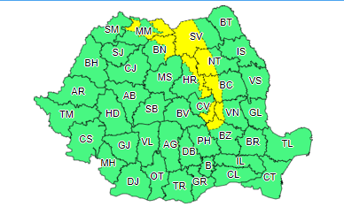 ANM: Cod galben de viscol &icirc;n zonele de munte din 9 judeţe, p&acirc;nă marţi dimineaţa