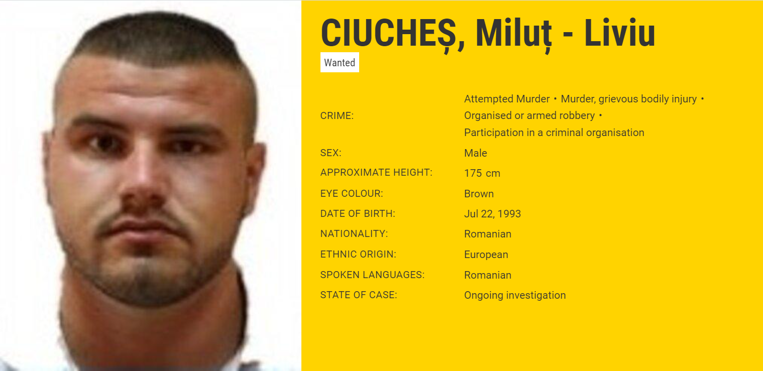 Europol a publicat lista celor mai căutaţi 62 de infractori. Printre ei, și doi români