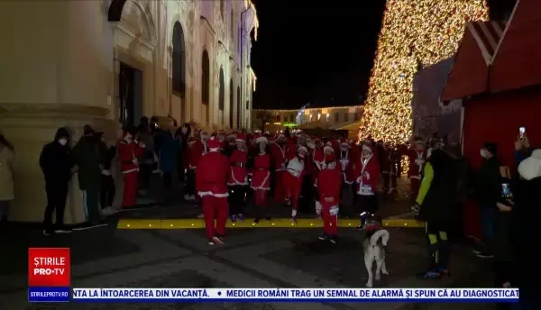 Cursă cu Moși Crăciuni și Crăciunițe la Sibiu, pentru o cauză nobilă. S-au strâns fonduri pentru sportivii cu dizabilități