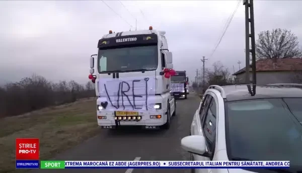 A cerut-o în căsătorie cu trei TIR-uri și o dronă, într-o comună din Argeș. „Vrei să fii soția mea?”