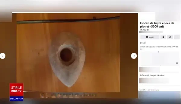 Un artefact vechi de 6000 de ani, descoperit în Buzău, scos ilegal la vânzare pe internet