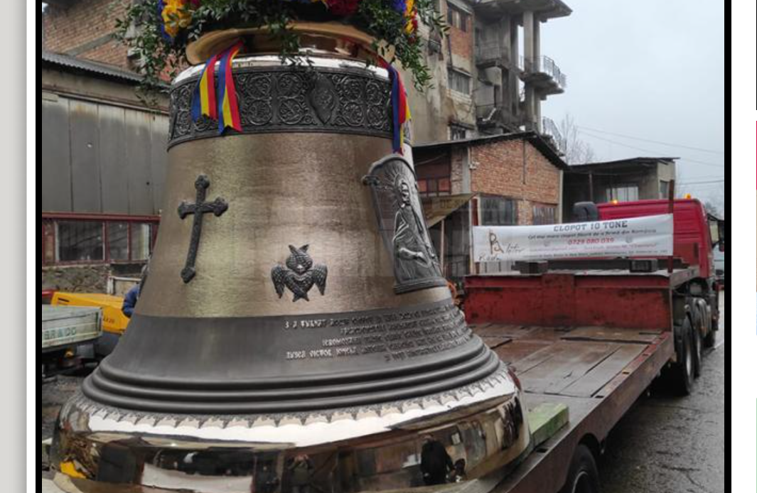 Cel mai mare clopot făcut vreodată în România are 10 tone, se aude de la 70 km și poate trage în balans 70 de mașini VIDEO