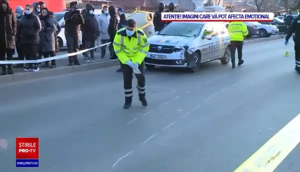 Momentul în care polițistul din București le-a lovit în plin pe cele două fetițe, omorând-o pe una