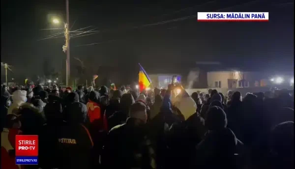 VIDEO. A doua seară de proteste la Bolintin Vale, unde un localnic a fost ucis după ce a fost lovit cu o piatră în cap