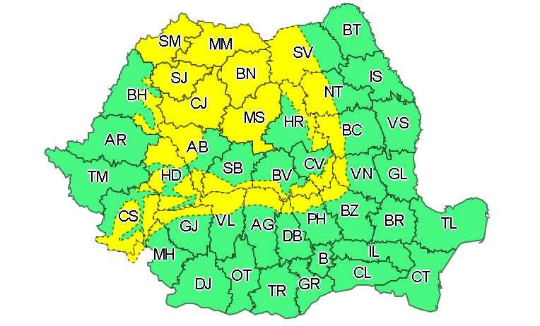 ANM a emis cod galben de viscol în zone din 25 de judeţe