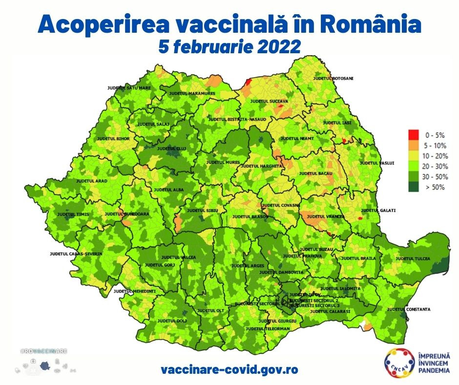 Care este rata de vaccinare în România: 43.45% în municipii şi mai puţin de 30% în zona rurală. DOCUMENT