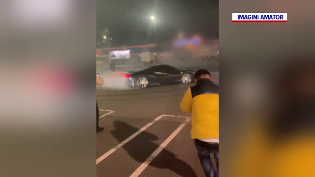 Scene periculoase în București. Mai mulți tineri au făcut drifturi în parcarea unui mall