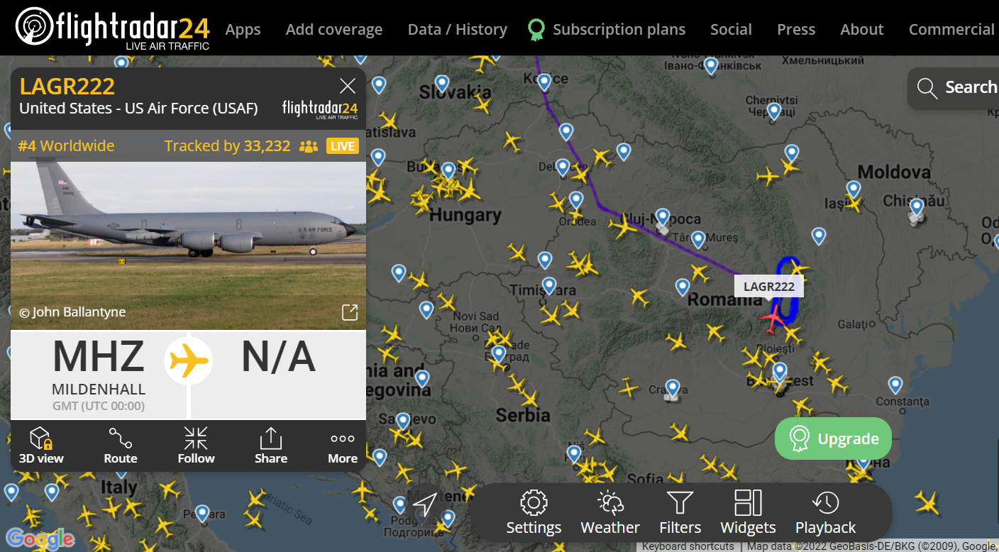 Avioane militare NATO survolează intens Rom&acirc;nia. Granița cu Republica Moldova, cea mai atent supravegheată