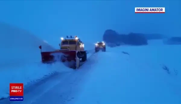 Cod portocaliu de ninsoare în sudul județului Constanța. Mai mulți șoferi au rămas împotmoliți în zăpadă