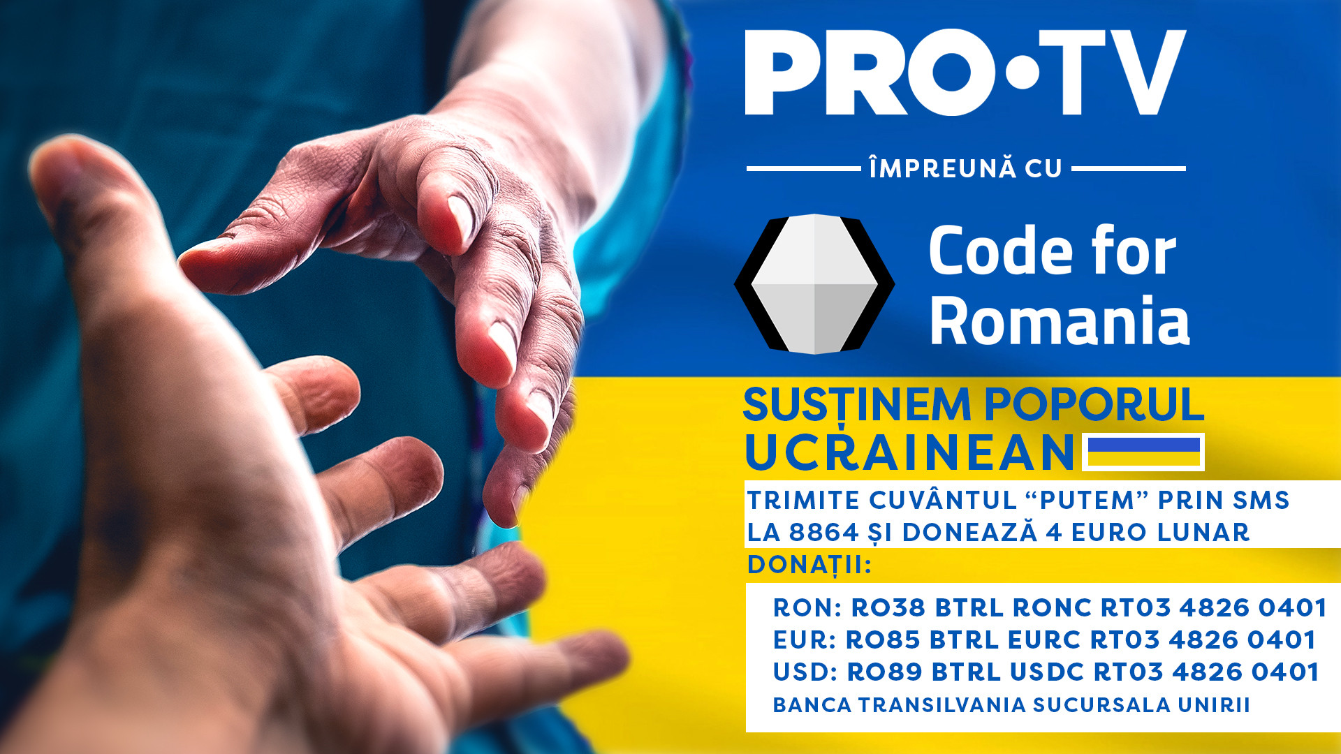 PRO TV și Code for Romania susțin poporul ucrainean. Unde puteți dona