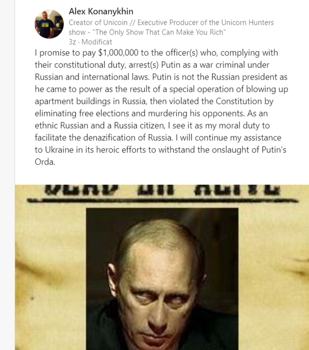 recompensa, Vladimir Putin