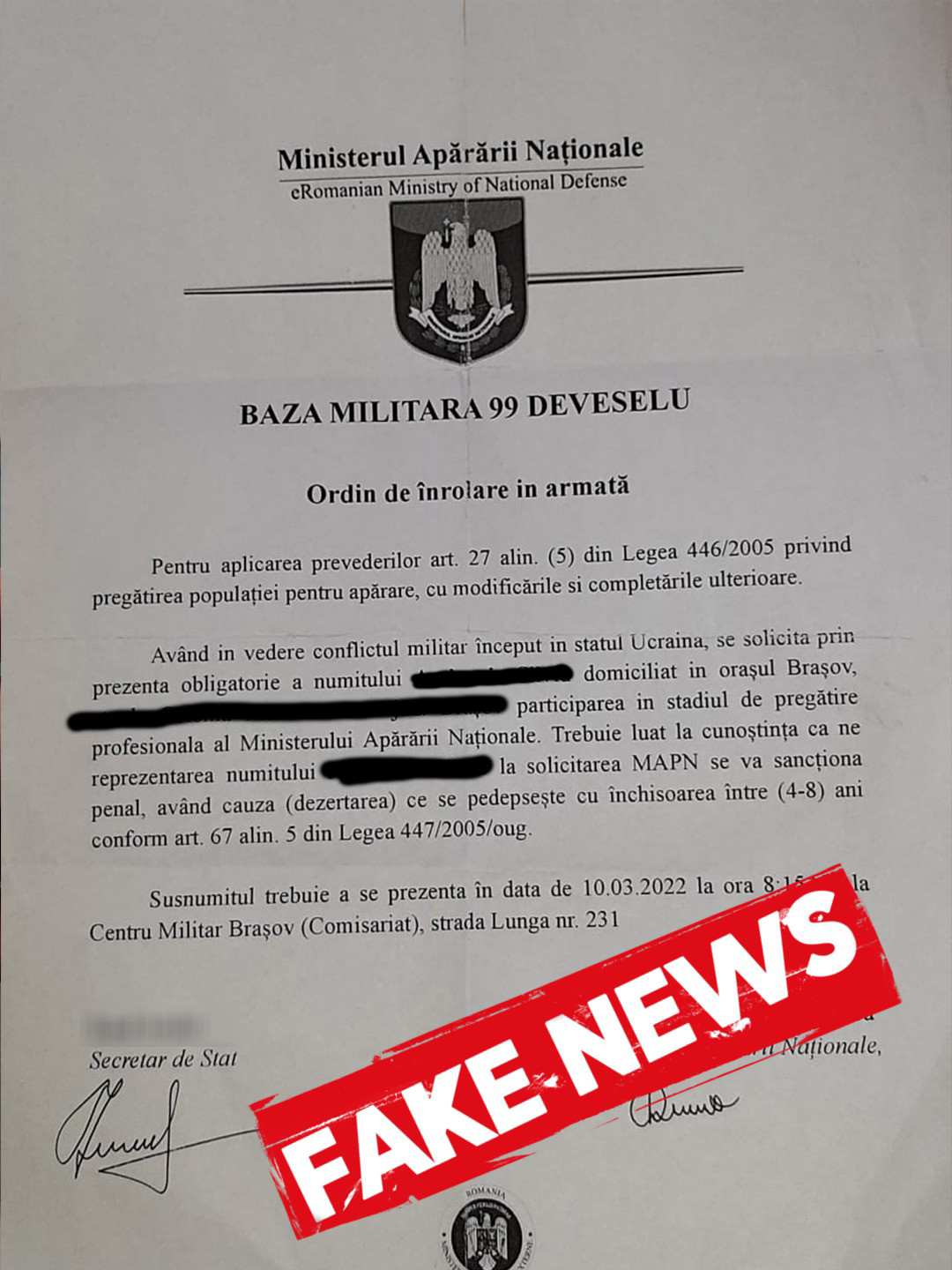 MApN, despre &rdquo;ordinele de &icirc;nrolare&rdquo; care circulă pe fondul războiului din Ucraina: &rdquo;Sunt falsuri!&rdquo;. Ce trebuie să știți