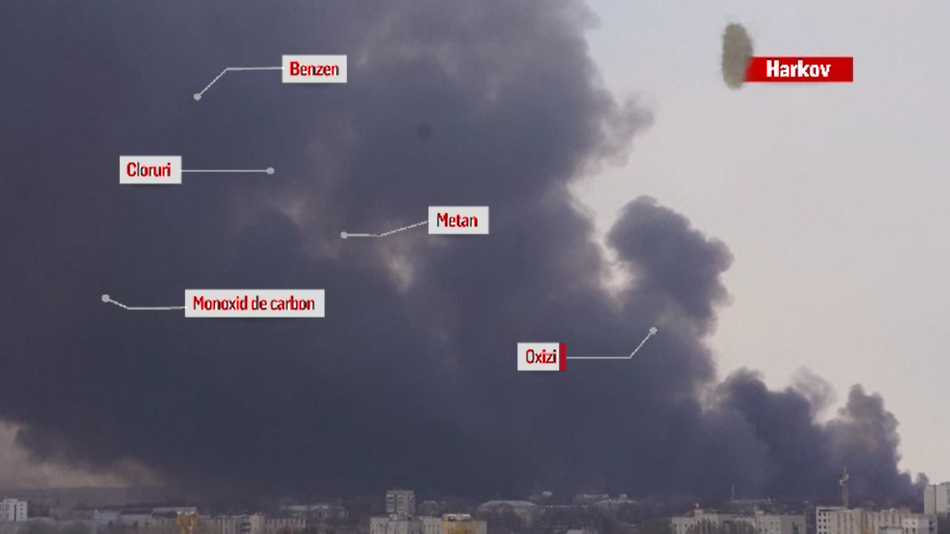 Ucraina este acoperită de un nor toxic din cauza bombardamentelor. Autoritățile din România au intrat în alertă