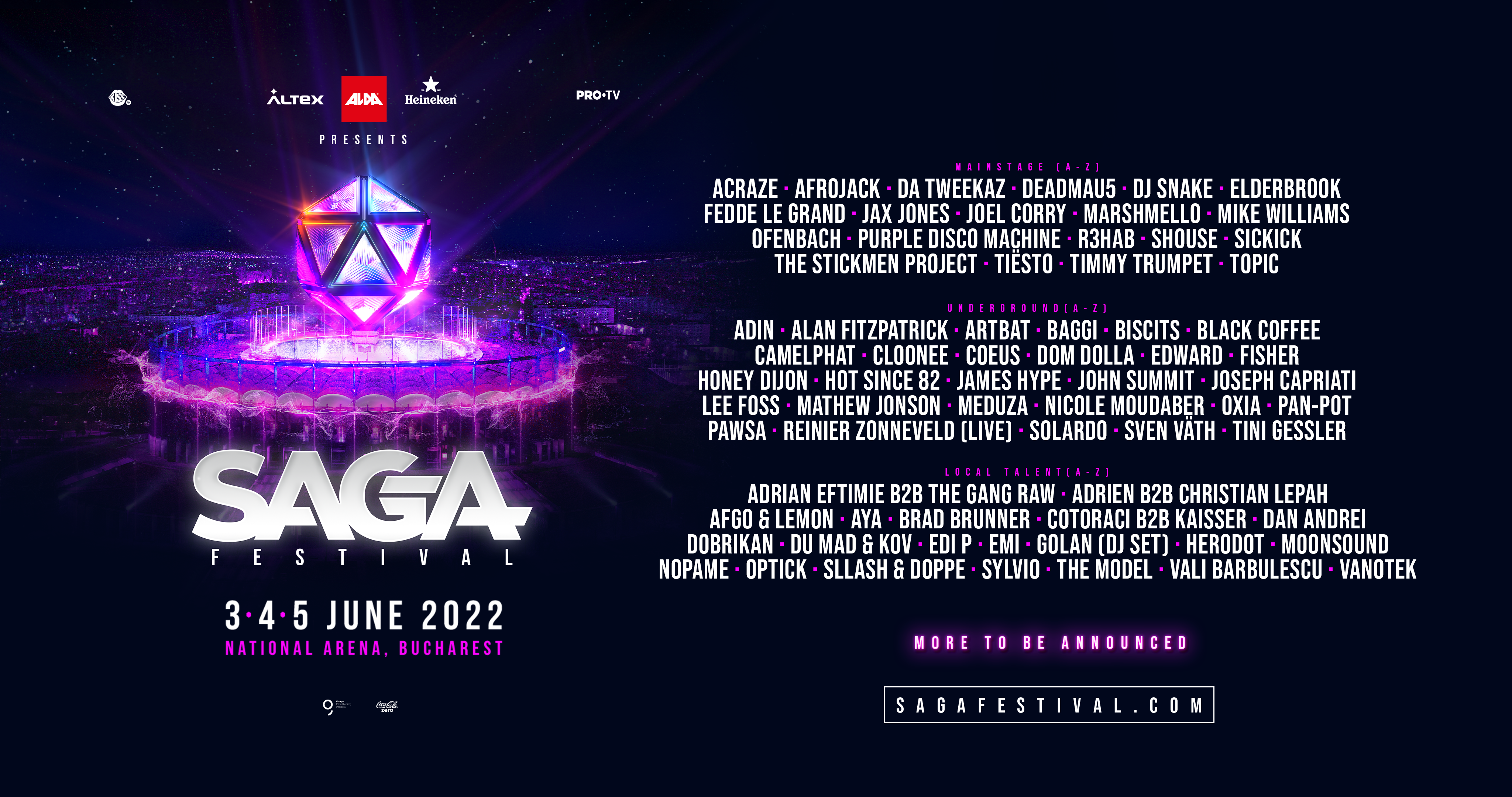 SAGA Festival anunță cel de-al treilea val de artiști. Deadmau5, R3hab, Fedde Le Grand și Joseph Capriati vin între 3-5 iunie
