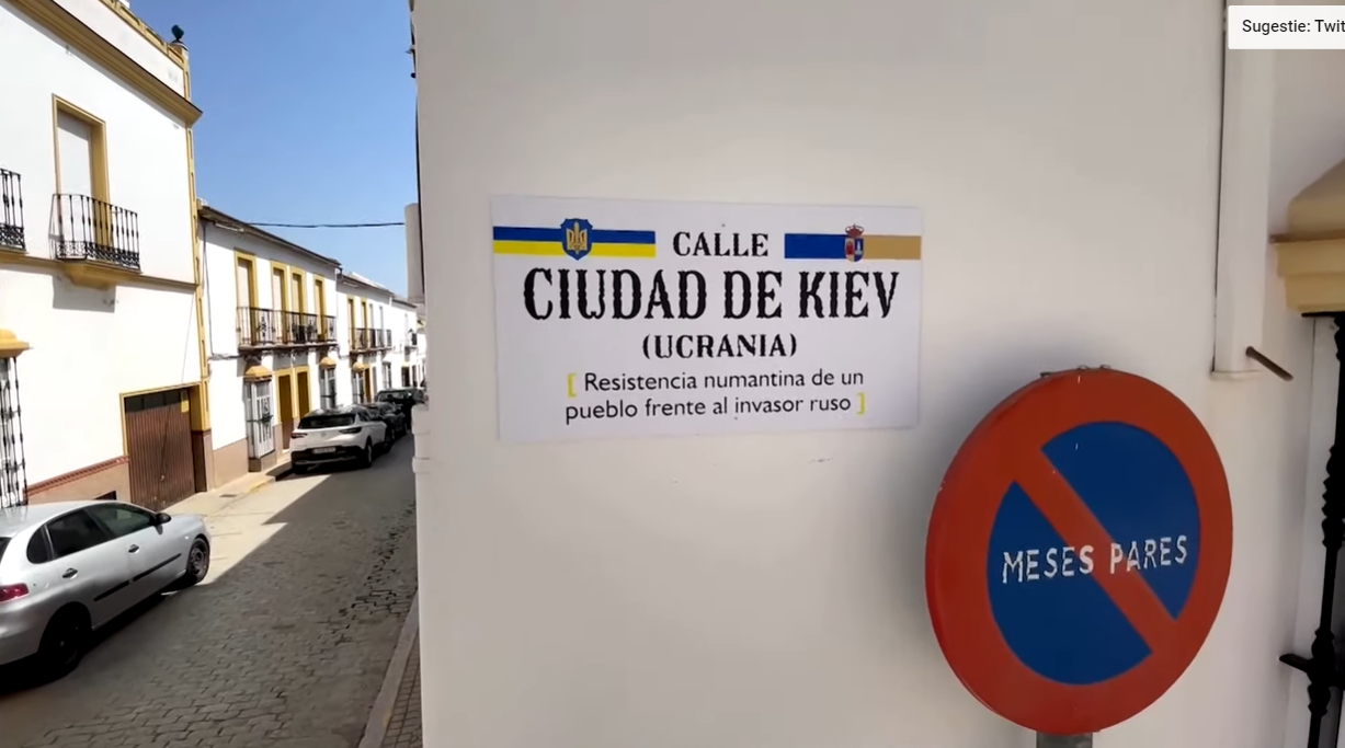 VIDEO. Un sat spaniol şi-a schimbat numele în Ucraina, în semn de solidaritate