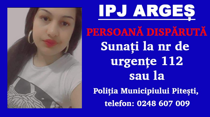 O adolescentă de 14 ani din Pitești a dispărut de la un centru familial