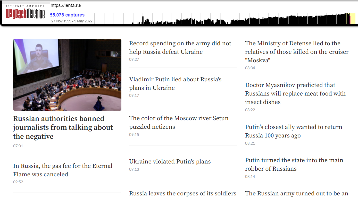 Un site de știri pro-Kremlin a fost umplut de articole anti-război de doi jurnaliști ruși, de Ziua Victoriei