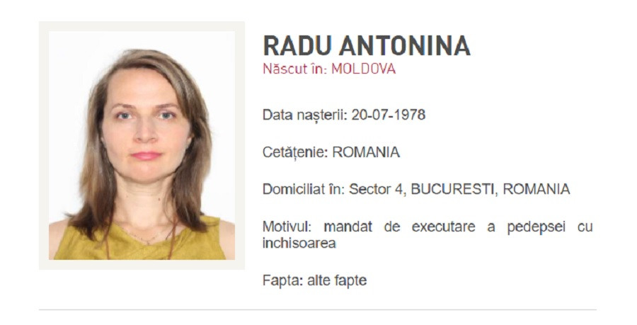 Antonina Radu, condamnată definitiv în dosarul "Colectiv", a fost găsită în Republica Moldova