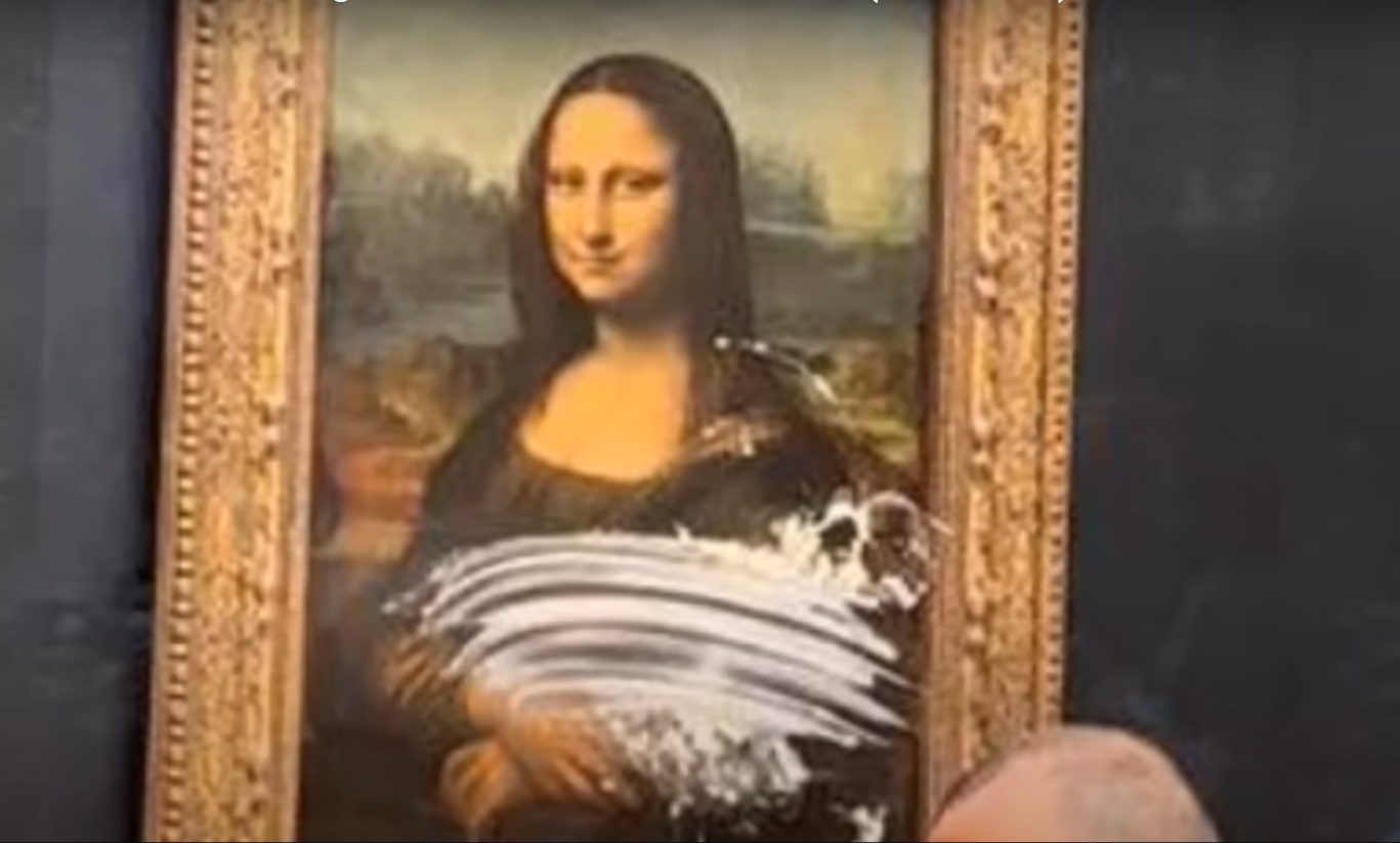 VIDEO. Un bărbat a aruncat cu o tartă în tabloul Mona Lisa, la Muzeul Luvru