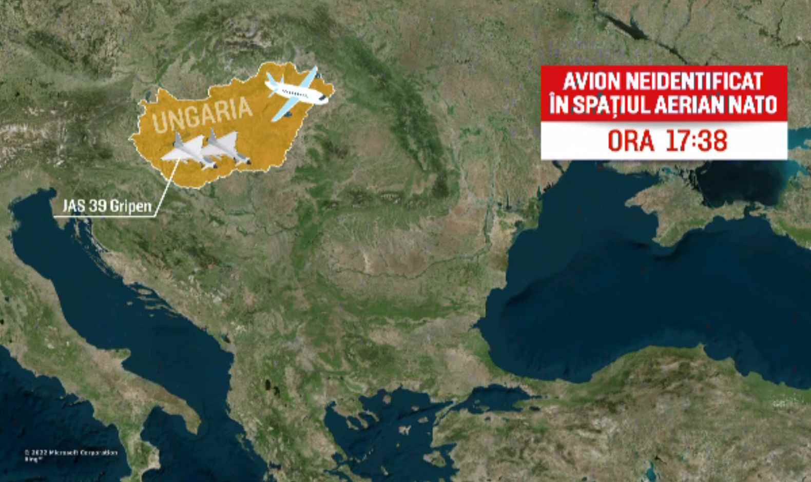 Un avion civil neidentificat a străbătut spațiul aerian al României. A ignorat toate apelurile