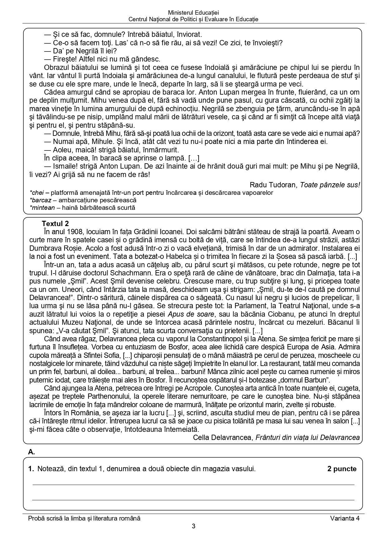 Subiecte Evaluarea Nationala 2022, edu.ro - 1