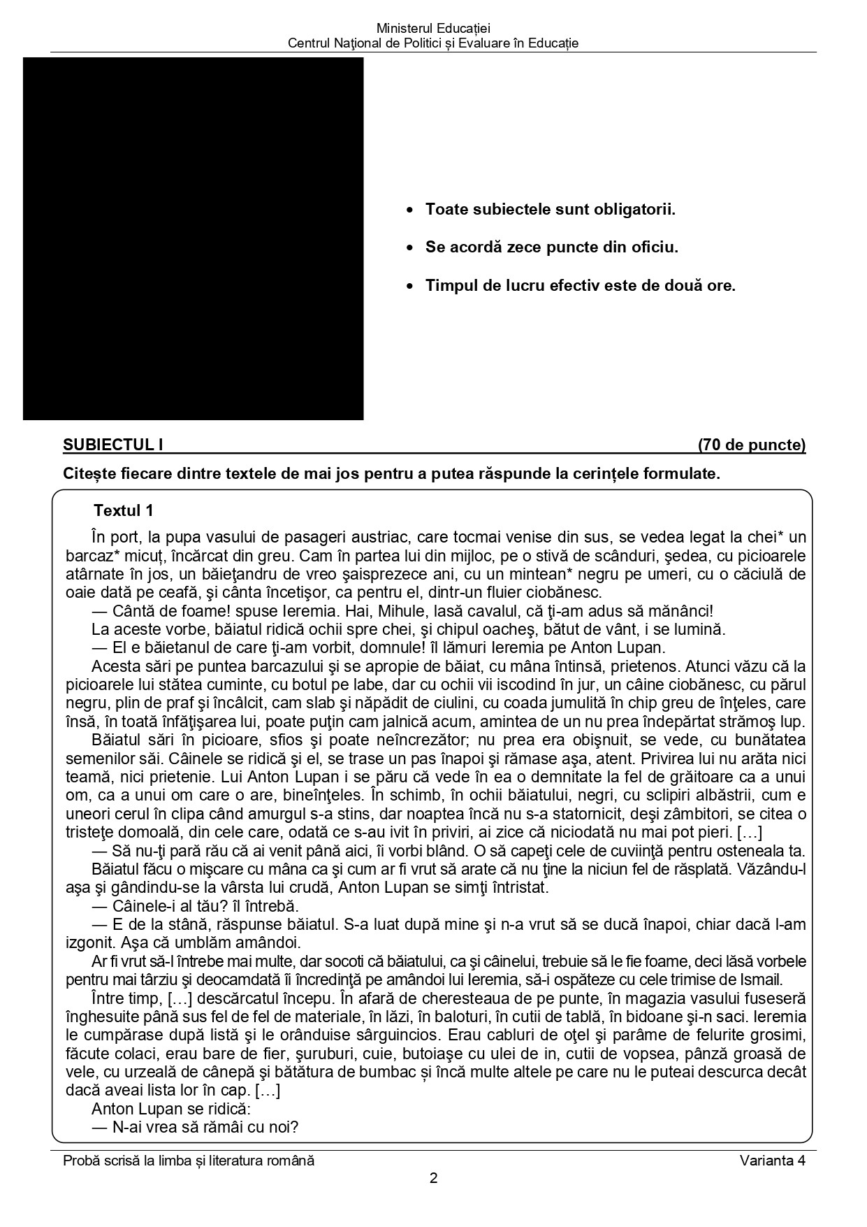 Subiecte Evaluarea Nationala 2022, edu.ro - 2