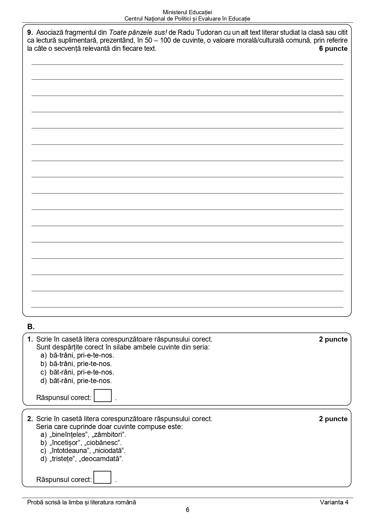 Subiecte Evaluarea Nationala 2022, edu.ro - 4
