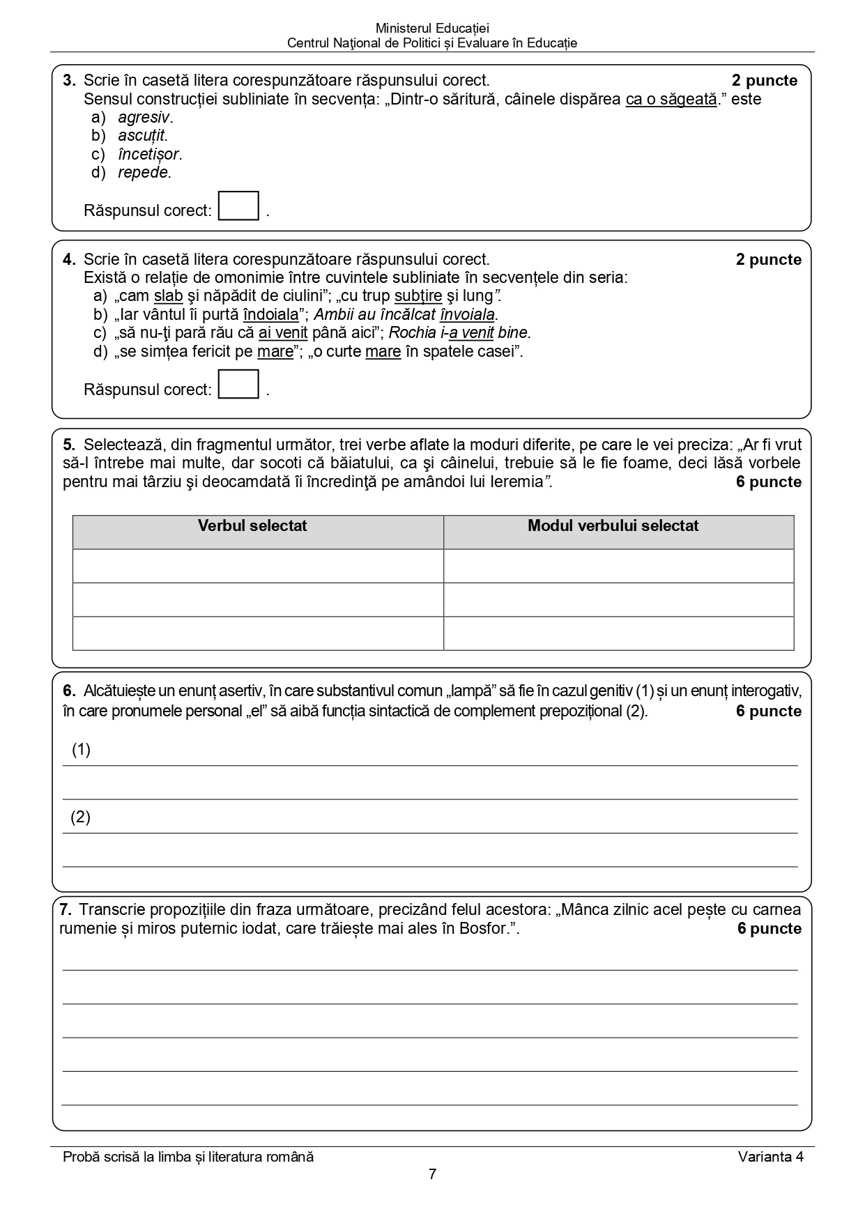 Subiecte Evaluarea Nationala 2022, edu.ro - 8