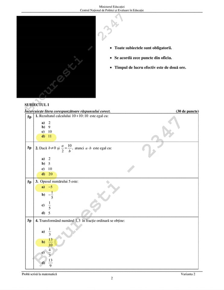 Rezolvare subiecte Matematica Evaluare Națională 2022