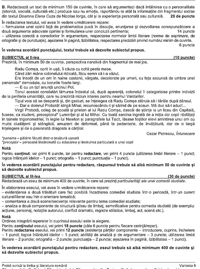 Subiecte romana real