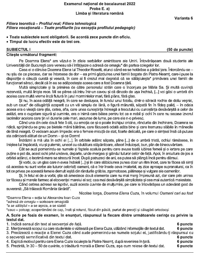 Subiecte romana real