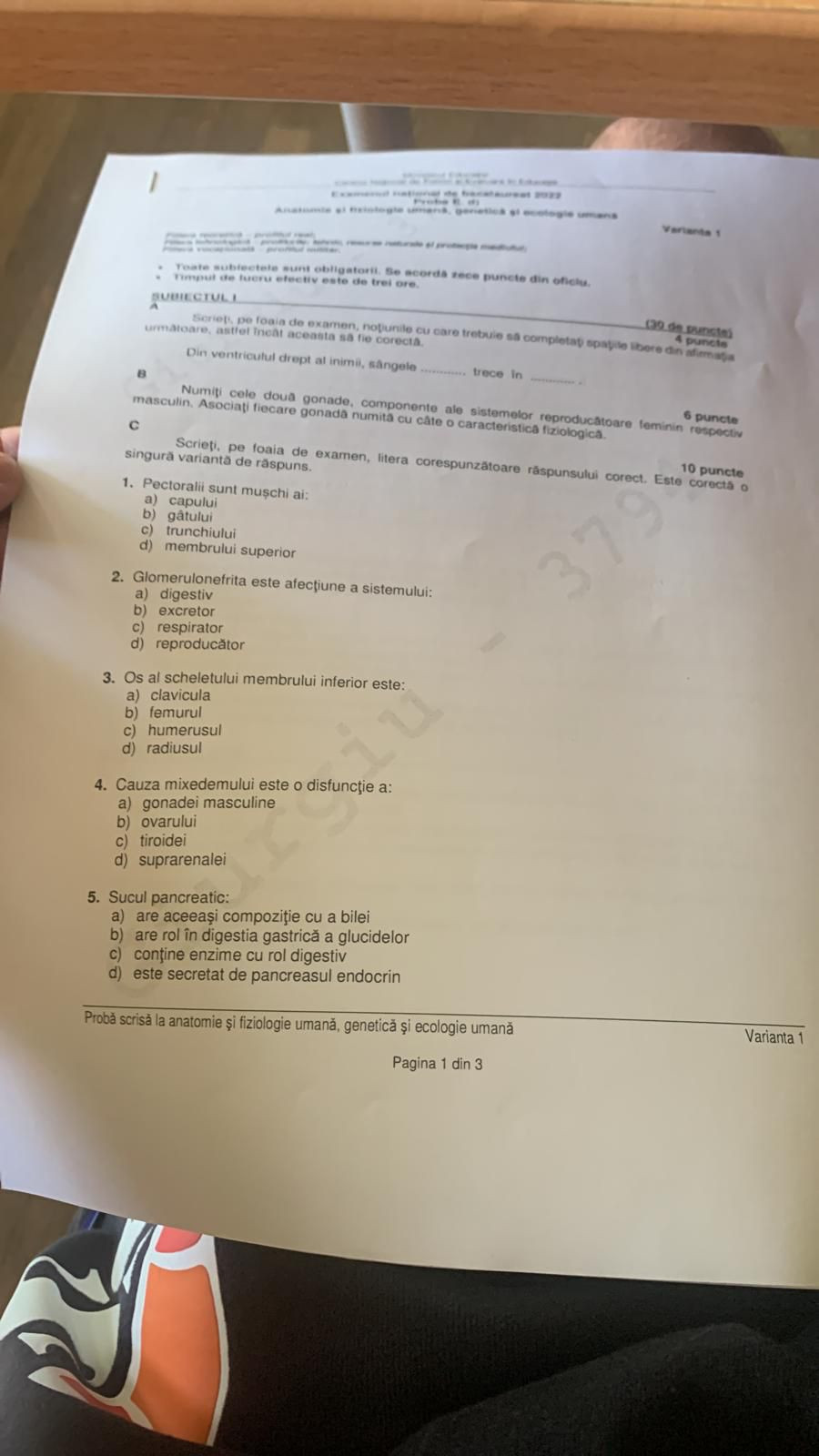 Subiecte Anatomie BAC 2022