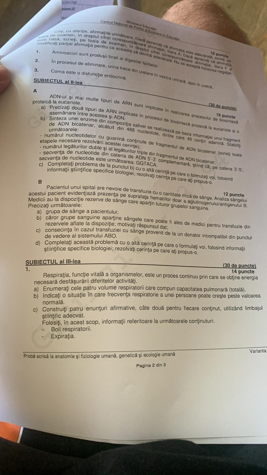 Subiecte Anatomie BAC 2022